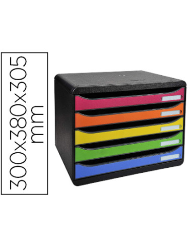 Fichero cajones sobremesa exacompta big-box plus iderama arlequin 5 cajones apaisado multicolores