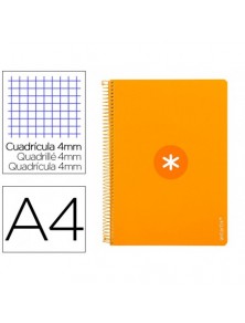 Cuaderno espiral liderpapel a4 antartik tapa dura 80h 90gr cuadro 4mm con margen color mostaza