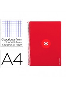 Cuaderno espiral liderpapel a4 antartik tapa dura 80h 90gr cuadro 4mm con margen color frambuesa