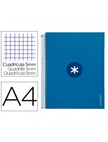Cuaderno espiral liderpapel a4 micro antartik tapa forrada120h 100 gr cuadro 5mm 5 banda4 taladros color azul marino