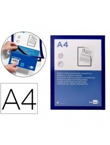 Marco porta anuncios liderpapel magnetico din a4 dorso adhesivo removible color azul