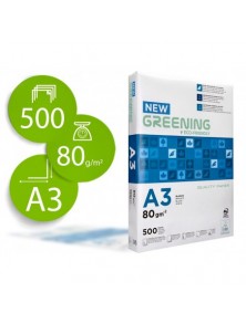 Papel fotocopiadora greening din a3 80 gramos paquete de 500 hojas