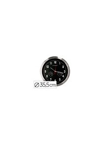 Reloj q-connect de pared metalico redondo 35,5 cm movimiento silencioso color cromado con esfera negra