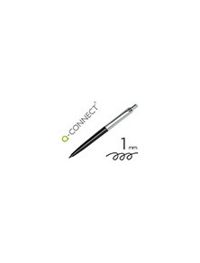 Boligrafo q-connect premium metalico retractil con clip color negro punta 1 mm