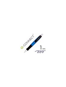 Boligrafo q-connect premium retractil con sujecion de caucho color azul punta 1 mm