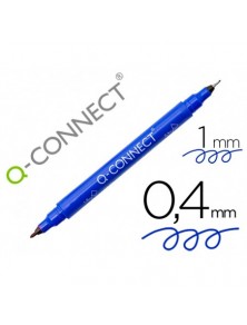 Rotulador q-connect marcador permanente doble punta color azul 0,4 mm y 1 mm