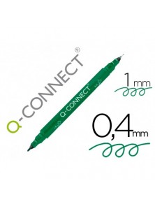 Rotulador q-connect marcador permanente doble punta color verde 0,4 mm y 1 mm