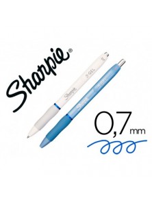 Boligrafo sharpie fashion retractil tinta gel azul 0,7 mm color azul hielo y blanco
