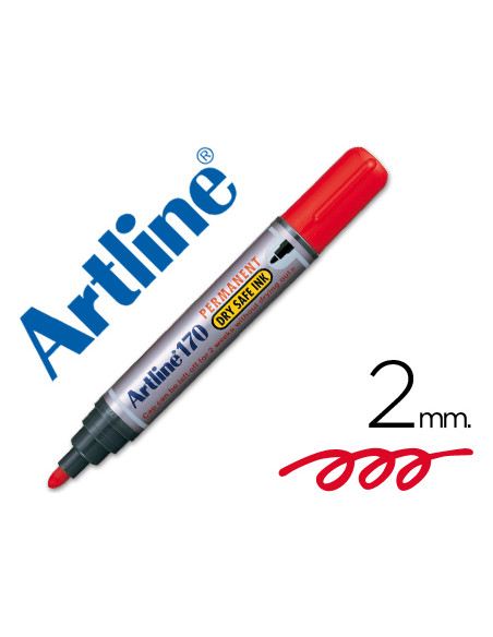 Rotulador artline marcador permanente 170 rojo punta redonda 2 mm antisecado