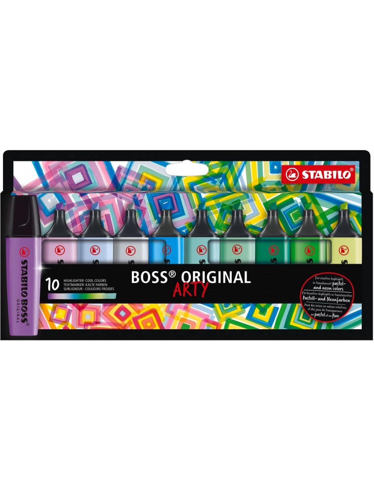 Rotulador stabilo boss fluorescente 70 arty line colores frios estuche carton de 10 unidades colores
