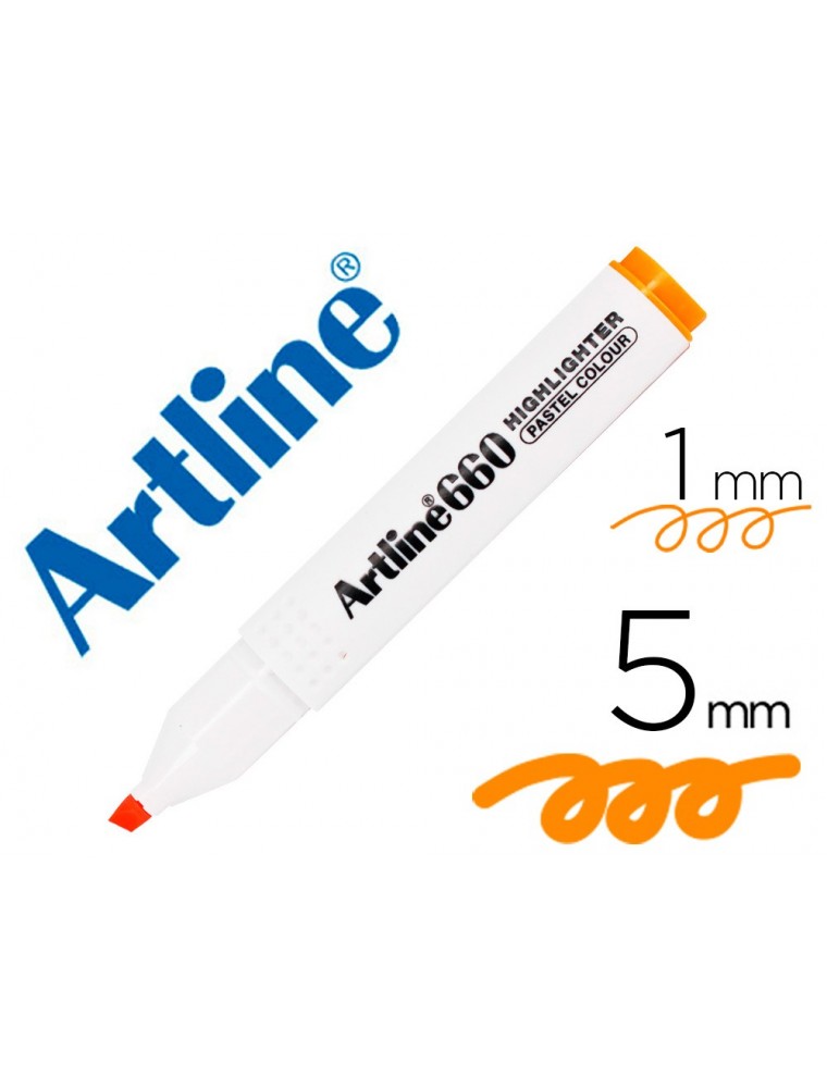 Rotulador artline fluorescente ek-660 naranja pastel punta biselada