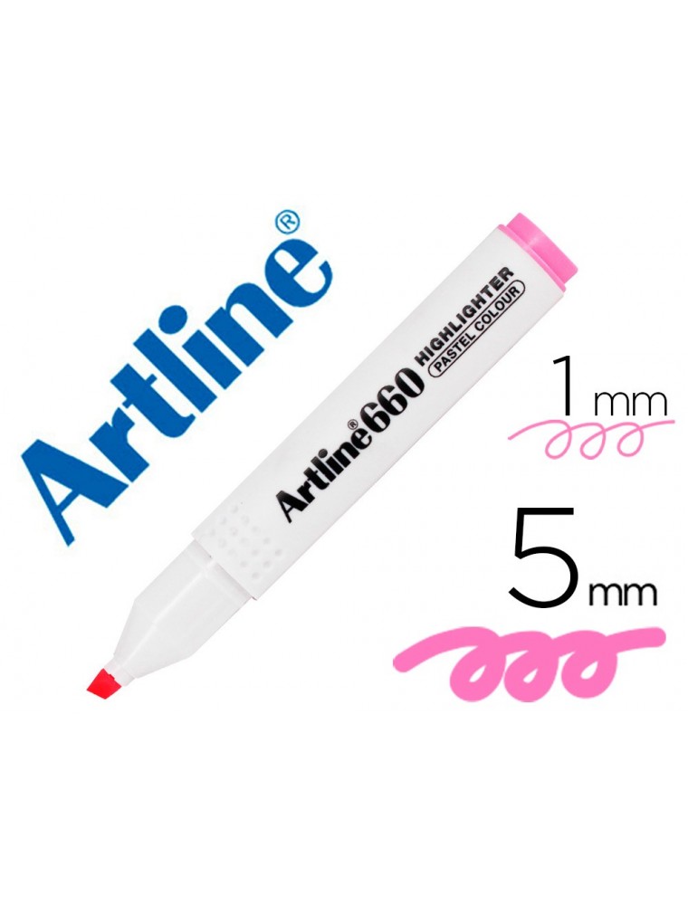 Rotulador artline fluorescente ek-660 rosa pastel punta biselada