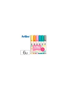 Rotulador artline fluorescente ek-660 colores pastel bolsa de 6 unidades colores surtidos