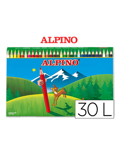 ALPINO LÁPICES DE COLORES 175MM C/SURTIDOS ESTUCHE 30 UD