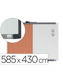 Pizarra blanca nobo magnetica con tablero de corcho 585x430 mm