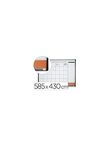 Planificador mensual nobo magnetico  tablero corcho horizontal con marco arqueado plata y negro 585x430 mm