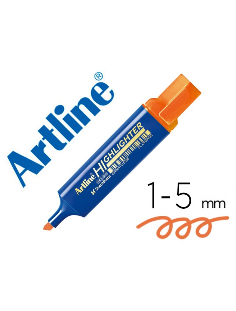 Rotulador artline fluorescente eks-600 naranja punta biselada