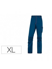 Pantalon de trabajo deltaplus cintura elastica 5 bolsillos color azul marino  naranja talla xl.