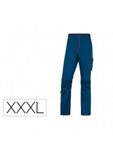 Pantalon de trabajo deltaplus cintura elastica 5 bolsillos color azul marino  naranja talla xxxl