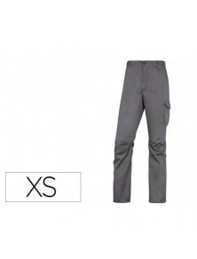 Pantalon de trabajo deltaplus cintura elastica 5 bolsillos color gris  negro talla xs.
