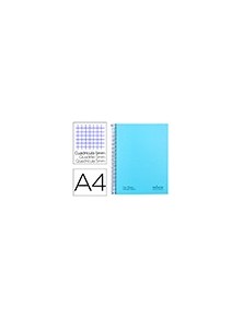 Cuaderno espiral navigator a4 micro tapa forrada 120h 80gr cuadro 5mm 5 bandas 4 taladros color azul celeste.