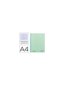Cuaderno espiral navigator a4 micro tapa forrada 120h 80gr cuadro 5mm 5 bandas 4 taladros color verde menta.