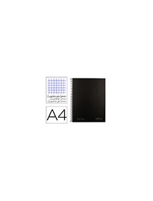 Cuaderno espiral navigator a4 micro tapa forrada 120h 80gr cuadro 5mm 5 bandas 4 taladros color Negro.