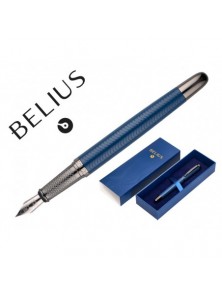 Pluma Belius Neptuno Aluminio Textura Wavy Color Azul Marino Tinta Azul Caja De Diseño