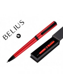 Boligrafo Belius Turbo Aluminio Color Rojo Y Negro Tinta Azul Caja De Diseño