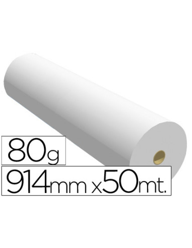 Papel reprografia para plotter 914mmx50mt 80gr impresion ink-jet