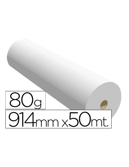 Papel reprografia para plotter 914mmx50mt 80gr impresion ink-jet