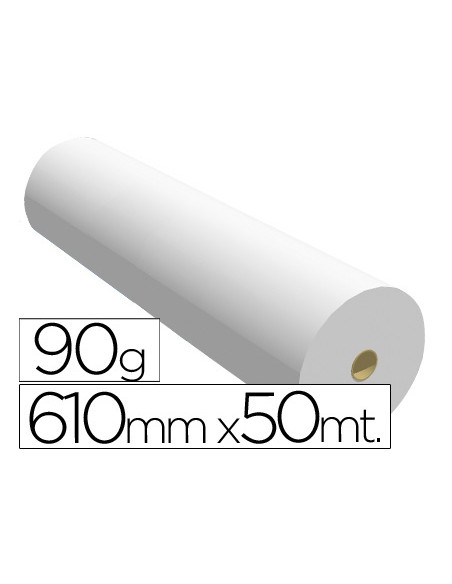 Papel reprografia para plotter 610mmx50mt 90gr impresion ink-jet