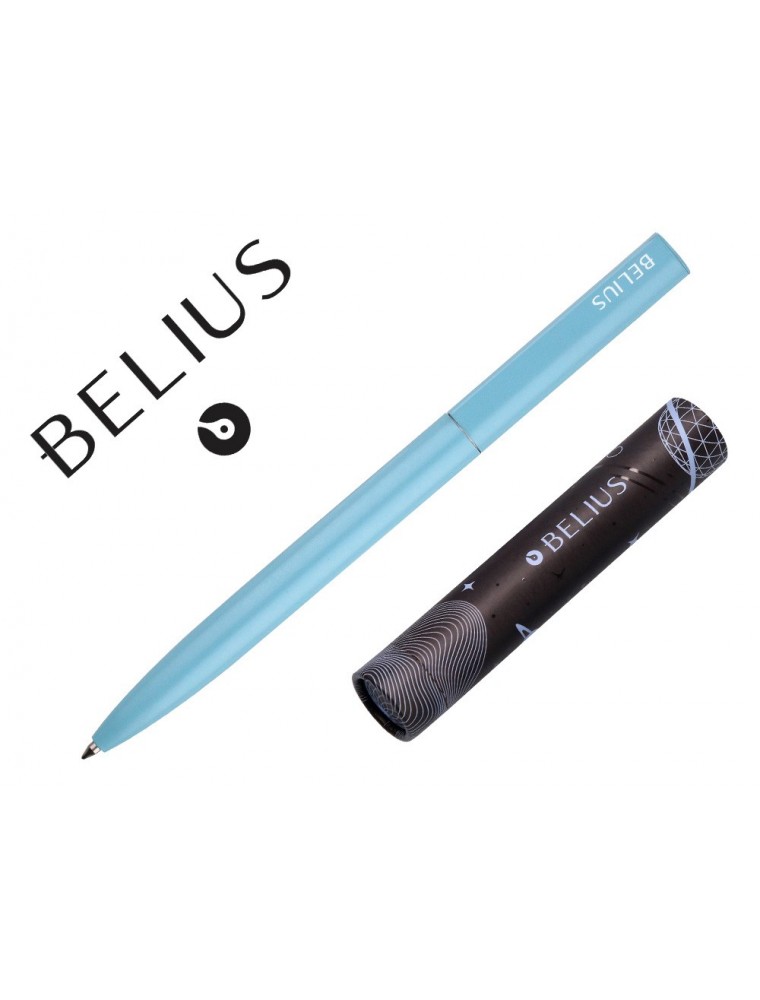 Boligrafo Belius Rocket B Aluminio Color Minimalista Azul Tinta Azul Caja Cilindrica
