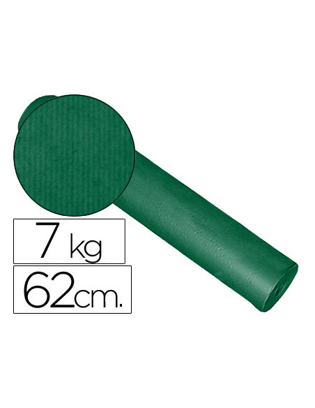 Papel de regalo kraft liso kfc bobina ancho 62 cm peso 7 kg gramaje 60 gr color verde