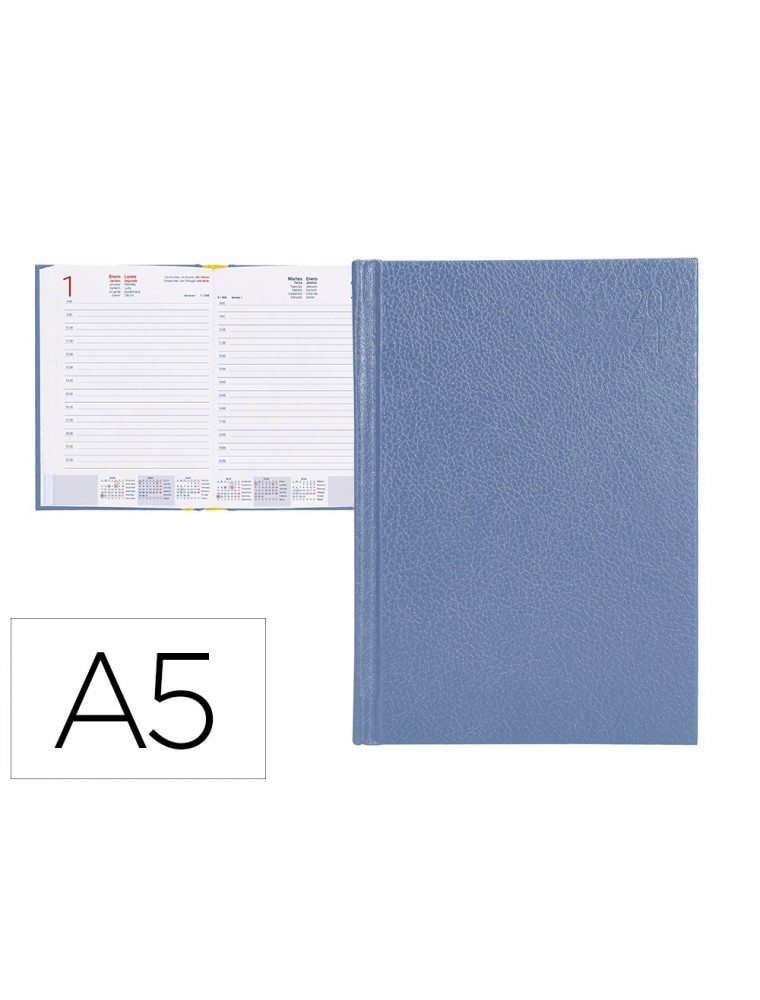 Agenda encuadernada liderpapel corfu 15x21 cm 2024 dia pagina color azul claro papel 60 gr.