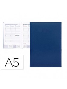 Agenda encuadernada liderpapel creta 15x21 cm 2024 semana vista color azul papel 70 gr.