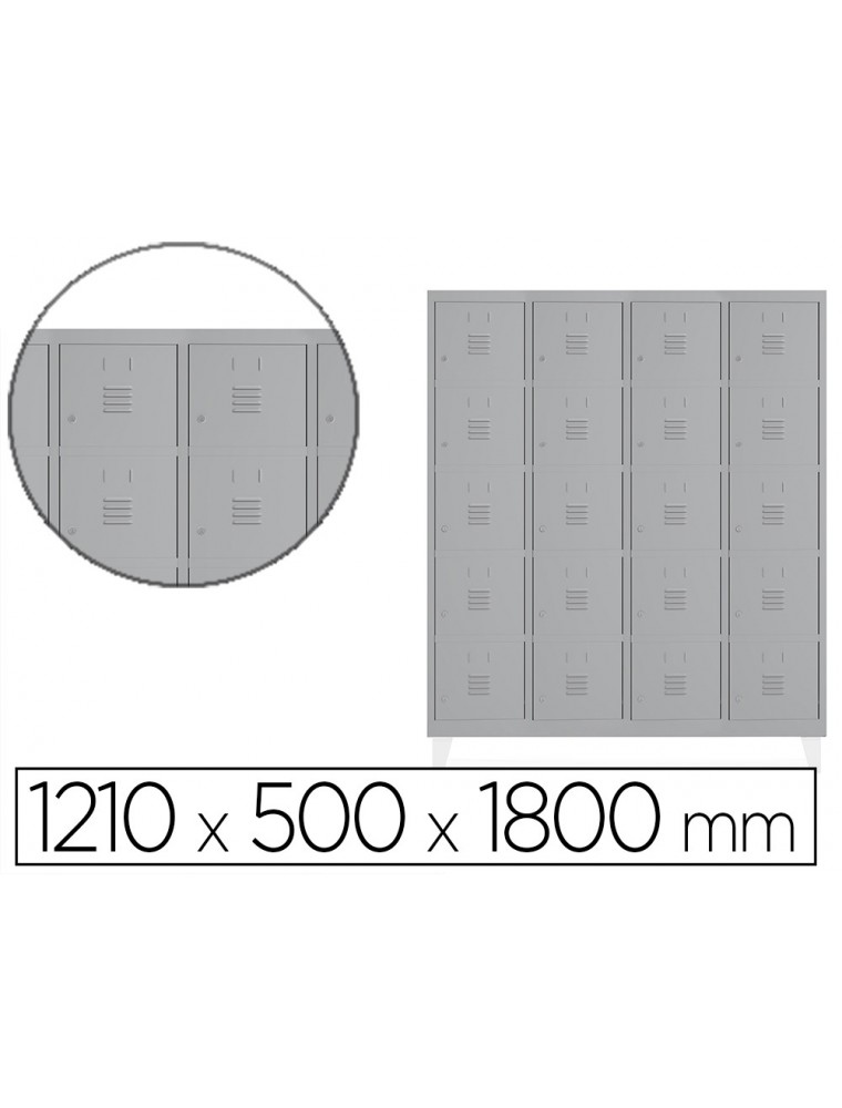 Taquilla metalica rocada 300 4 modulos x 5 puertas gris 1210x500x1800 mm