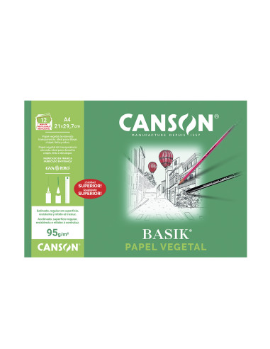 CANSON MINIPACK VEGETAL BASIK 12 HOJAS 21X29,7CM