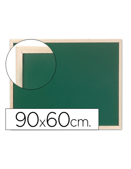 Pizarra verde q-connect marco de madera 90x60 cm sin repisa