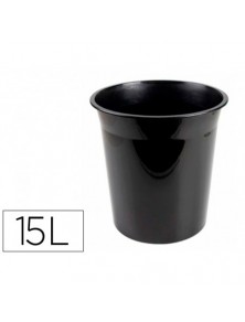 Papelera plastico liderpapel ecouse 100 reciclada 15 litros color negro 285x290 mm