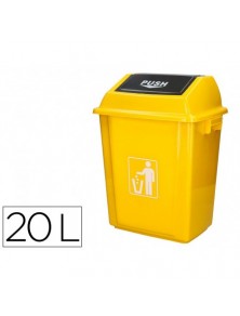 Papelera contenedor q-connect plastico con tapa de balancin 20 litros amarillo 340x240x450 mm
