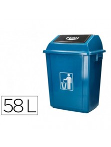 Papelera contenedor q-connect plastico con tapa de balancin 58 litros azul 470x330x760 mm
