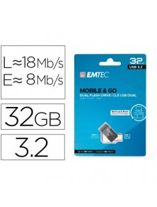 Memoria emtec usb 3.2 dual mobile  go type-c usb 32 gb