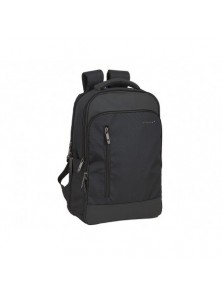 Mochila para portatil antartik 15,6 con asa y 3 bolsillos exteriores adaptable a maleta color negro 290x440x150 mm
