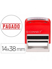 Sello entintado automatico q-connect pagado almohadilla 14x38 mm color rojo