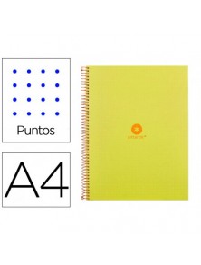 Cuaderno espiral liderpapel a4 micro antartik tapa forrada80h 90 gr rayado puntos 1 banda 4 taladros amarillo