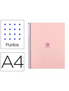 Cuaderno espiral liderpapel a4 micro antartik tapa forrada80h 90 gr rayado puntos 1 banda 4 taladros rosa