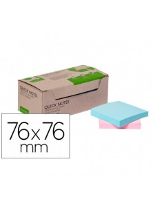 Bloc de notas adhesivas quita y pon q-connect 76x76 mm 100 papel reciclado colores pasteles en caja de carton