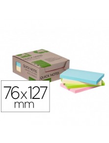 Bloc de notas adhesivas quita y pon q-connect 76x127 mm 100 papel reciclado colores pasteles en caja de carton