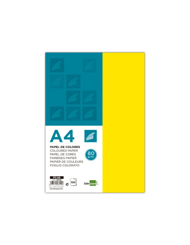 Papel color liderpapel a4 80gr limon paquete de 100 hojas